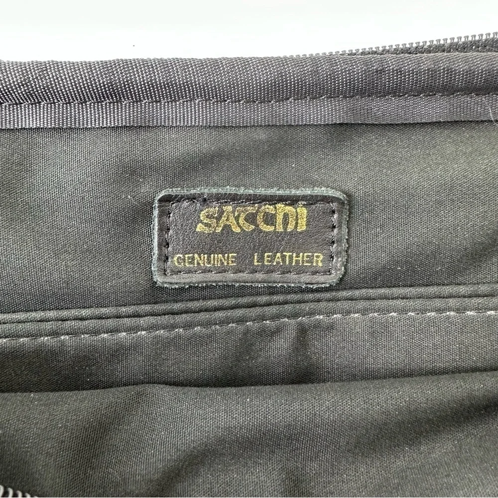SATCHI genuine black leather messenger bag unisex academia